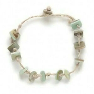 Handcrafted Philippines Abalone Shell Hemp Cord Knotted Button Clasp Bracelet